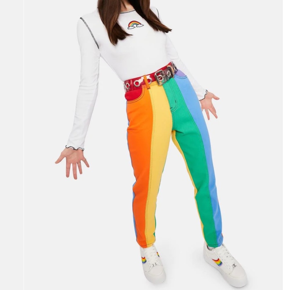 NWT Dolls Kill All Is Bright Twill Mom Jeans